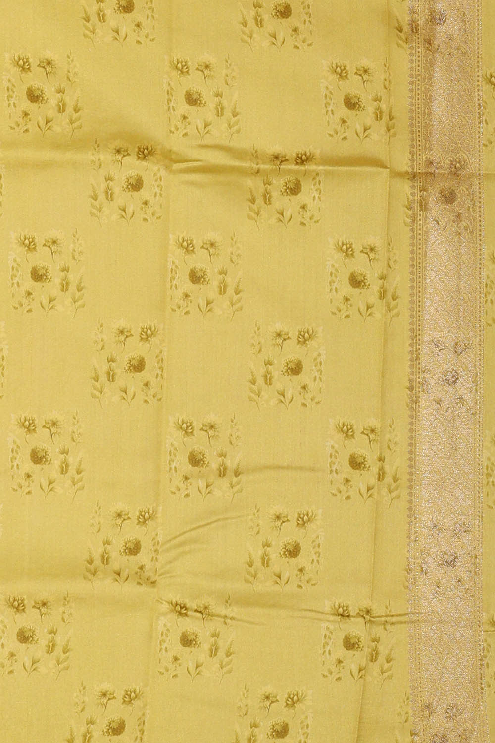 Cream Yellow Silk Saree