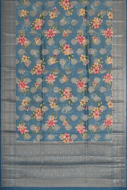 Image of Greyish Blue Silk Saree