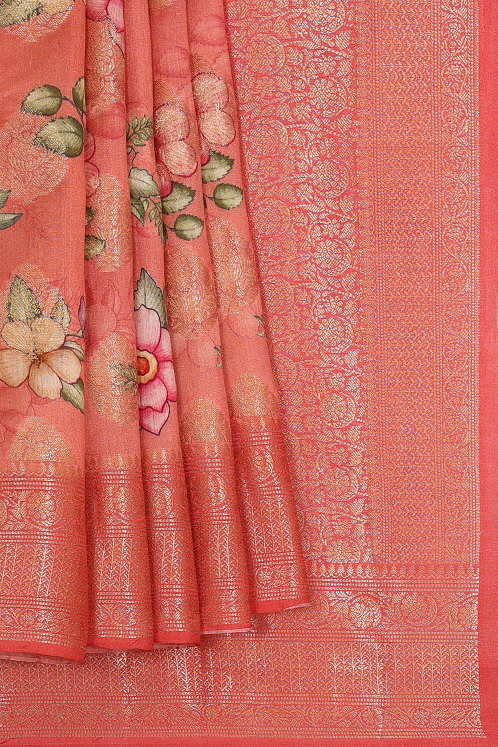 Image of Dark Peach Silk Saree