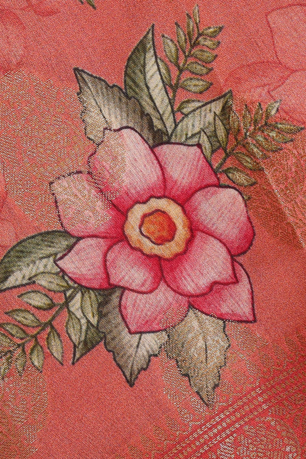 Image of Dark Peach Silk Saree