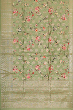 Image of Pista Green Silk Saree