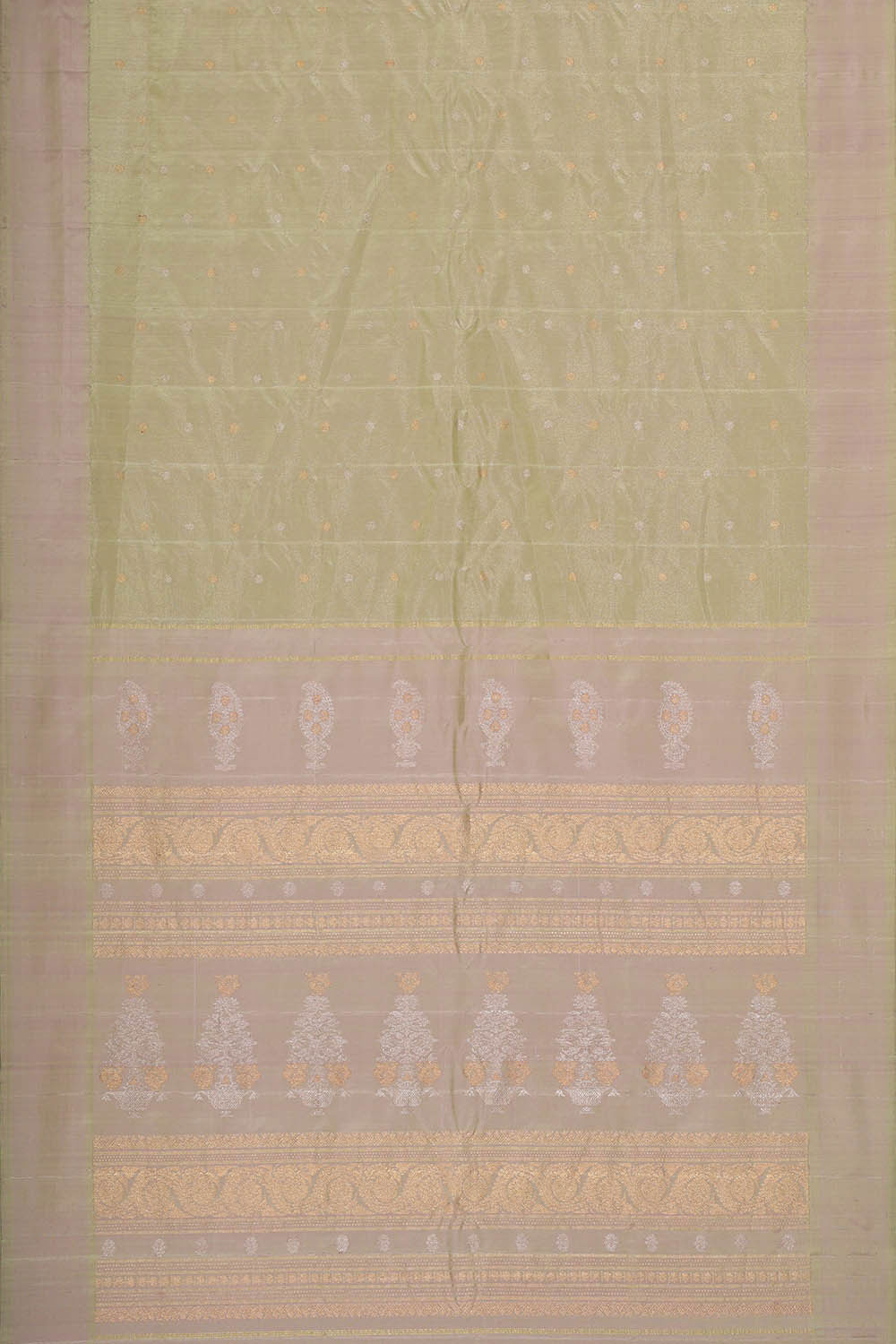 Image of Gadwal Silk Light Pista Green Tissue Saree