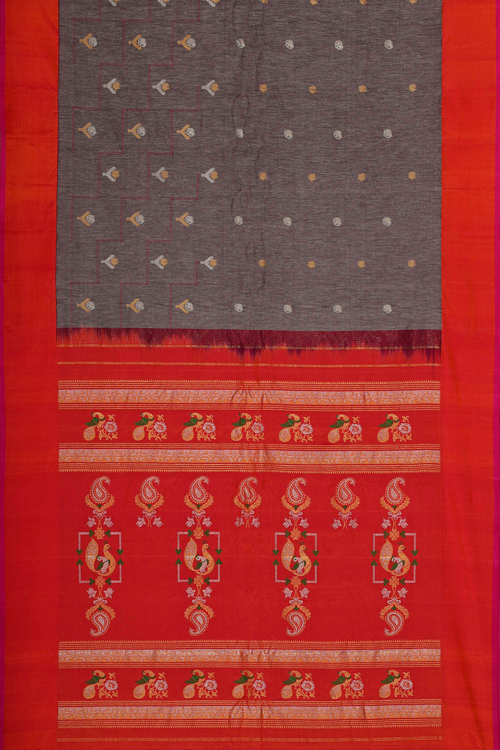 Gadwal Silk Grey Jute Saree