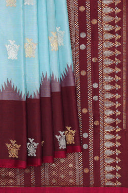 Image of Gadwal Silk Light Blue Saree