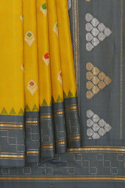 Image of Gadwal Silk Yellow Saree