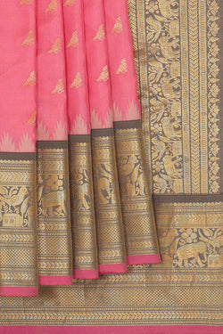 Image of Gadwal Silk Pink Saree