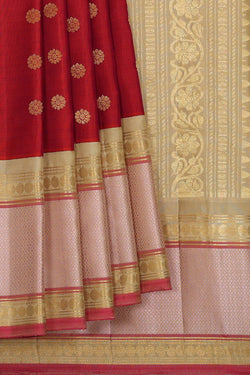 Image of Gadwal Silk Red Saree