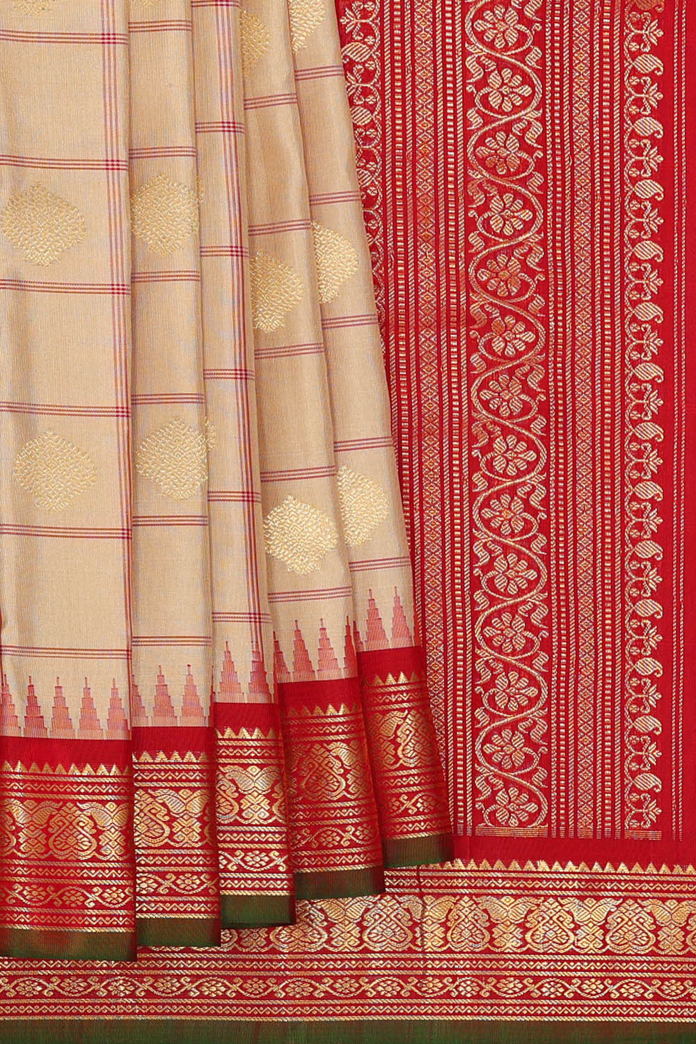 Gadwal Silk Cream Saree