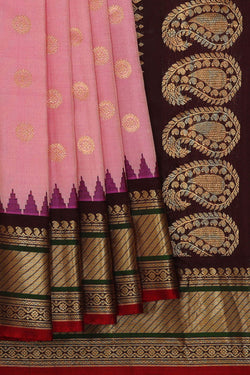 Image of Gadwal Silk Pink Saree
