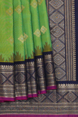 Image of Gadwal Silk Parrot Green Saree