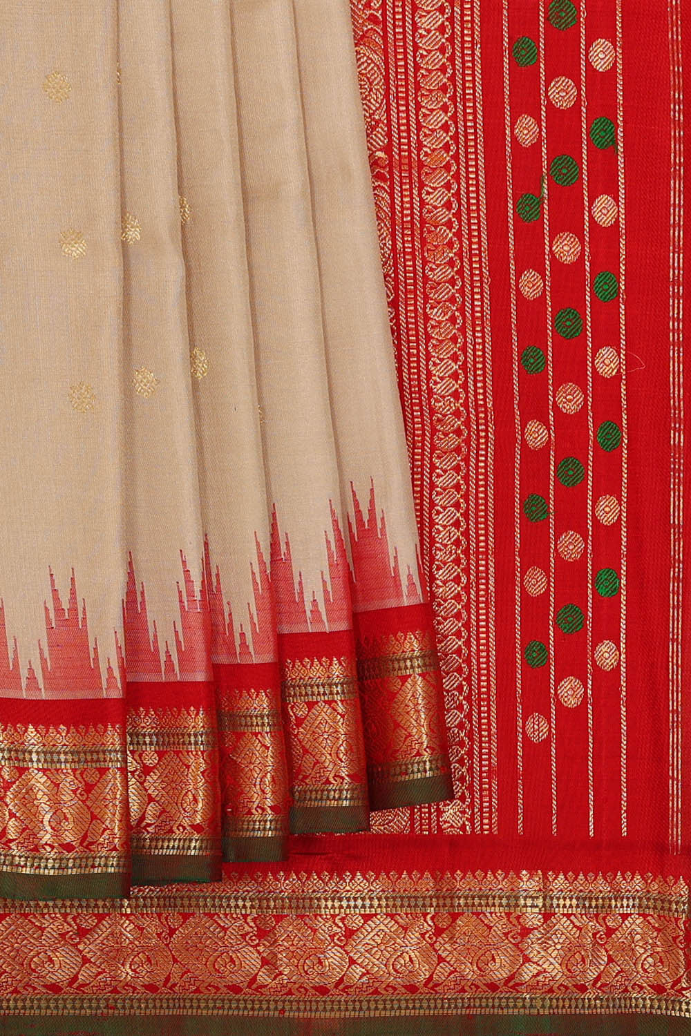 Image of Gadwal Silk Cream Saree