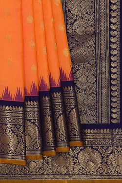 Image of Gadwal Silk Orange Saree