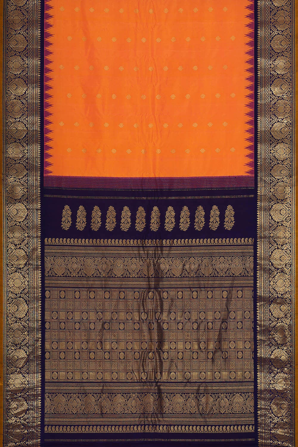 Gadwal Silk Orange Saree