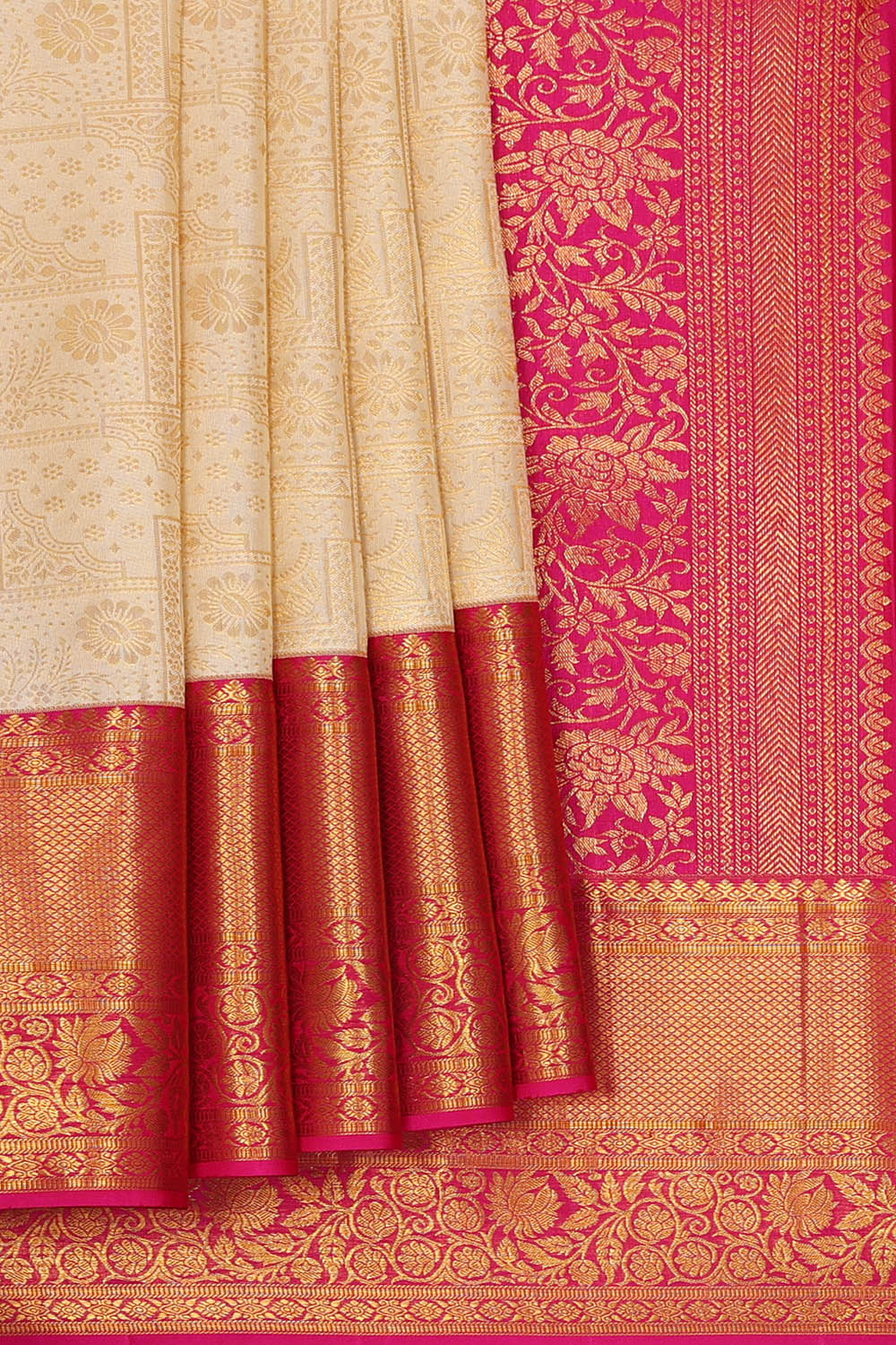Image of Kanchipattu Silk Cream Saree