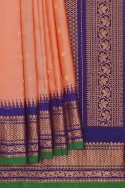 Image of Gadwal Silk Peach Saree
