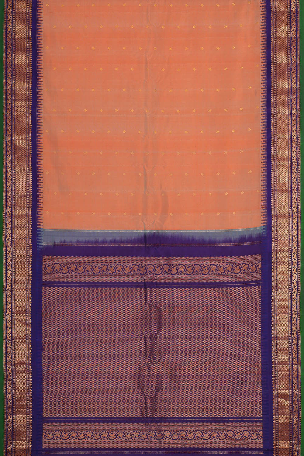 Gadwal Silk Peach Saree