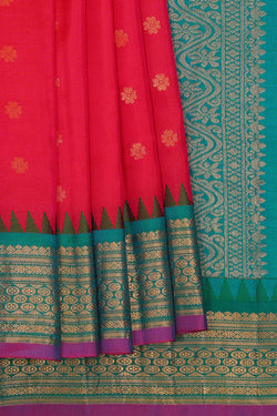 Image of Gadwal Silk Red Saree