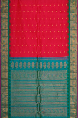 Image of Gadwal Silk Red Saree