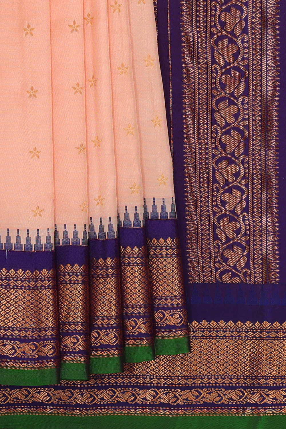 Gadwal Silk Light Peach Saree