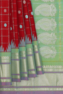 Image of Gadwal Silk Red Saree