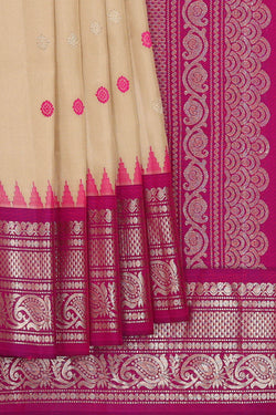Image of Gadwal Silk Cream Saree