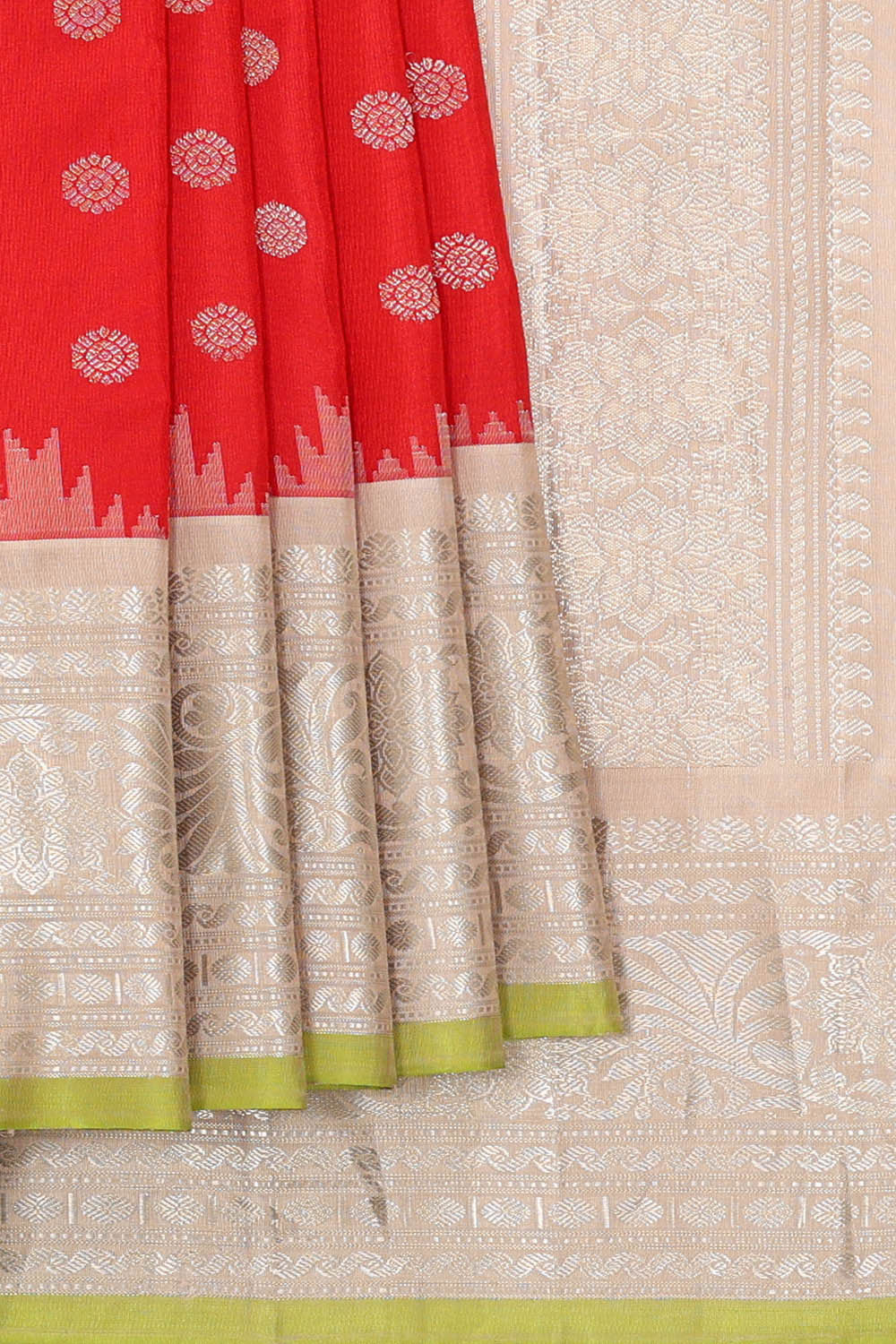 Image of Gadwal Silk Red Saree