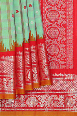 Image of Gadwal Silk Light Sea Green Saree