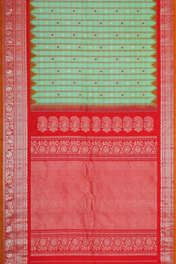 Image of Gadwal Silk Light Sea Green Saree