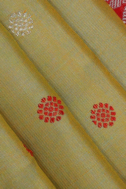 Image of Gadwal Silk Yellowish Green Saree