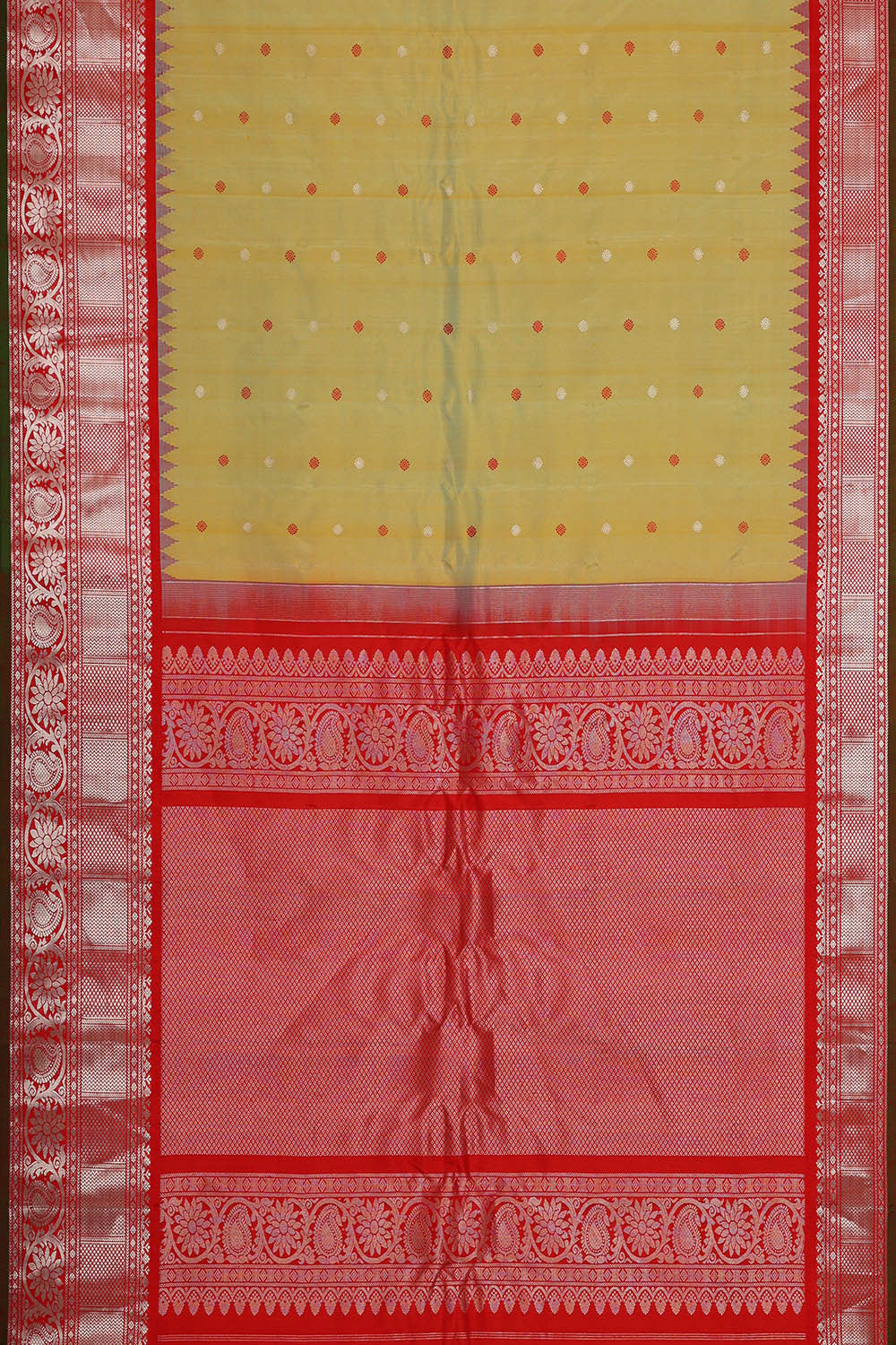 Gadwal Silk Yellowish Green Saree
