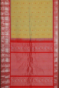 Image of Gadwal Silk Yellowish Green Saree