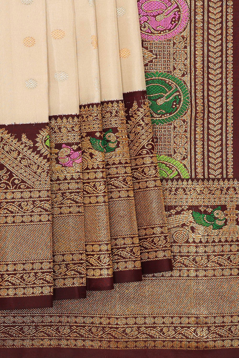 Gadwal Silk Cream Saree