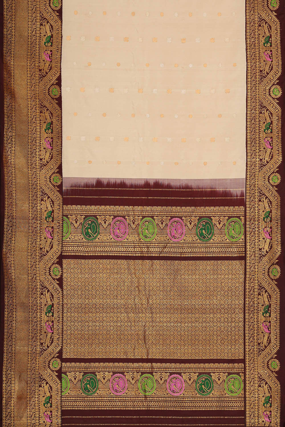 Image of Gadwal Silk Cream Saree