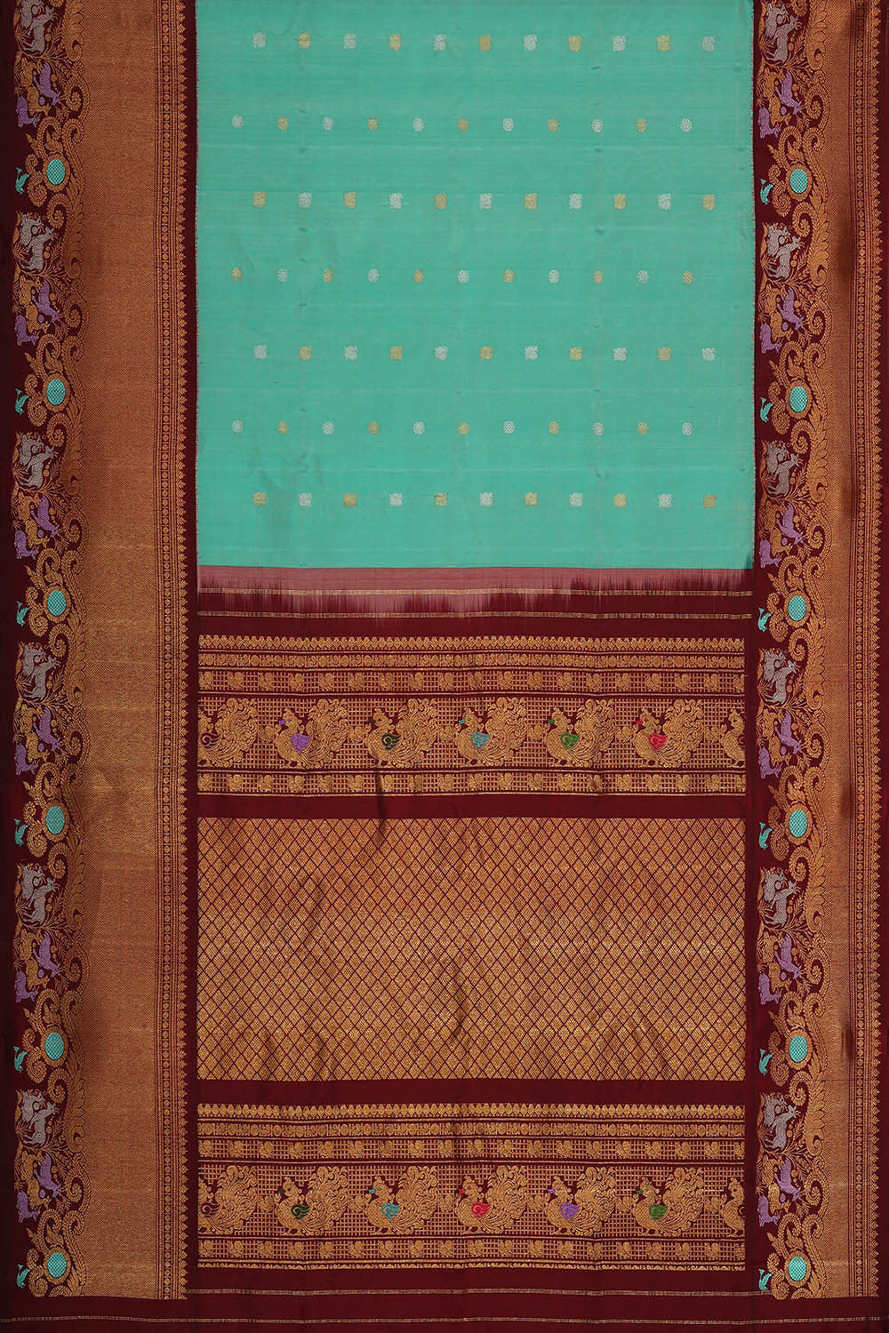 Gadwal Silk Light Sea Green Saree