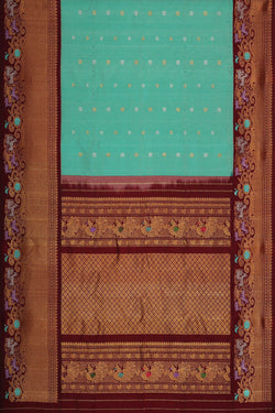 Image of Gadwal Silk Light Sea Green Saree