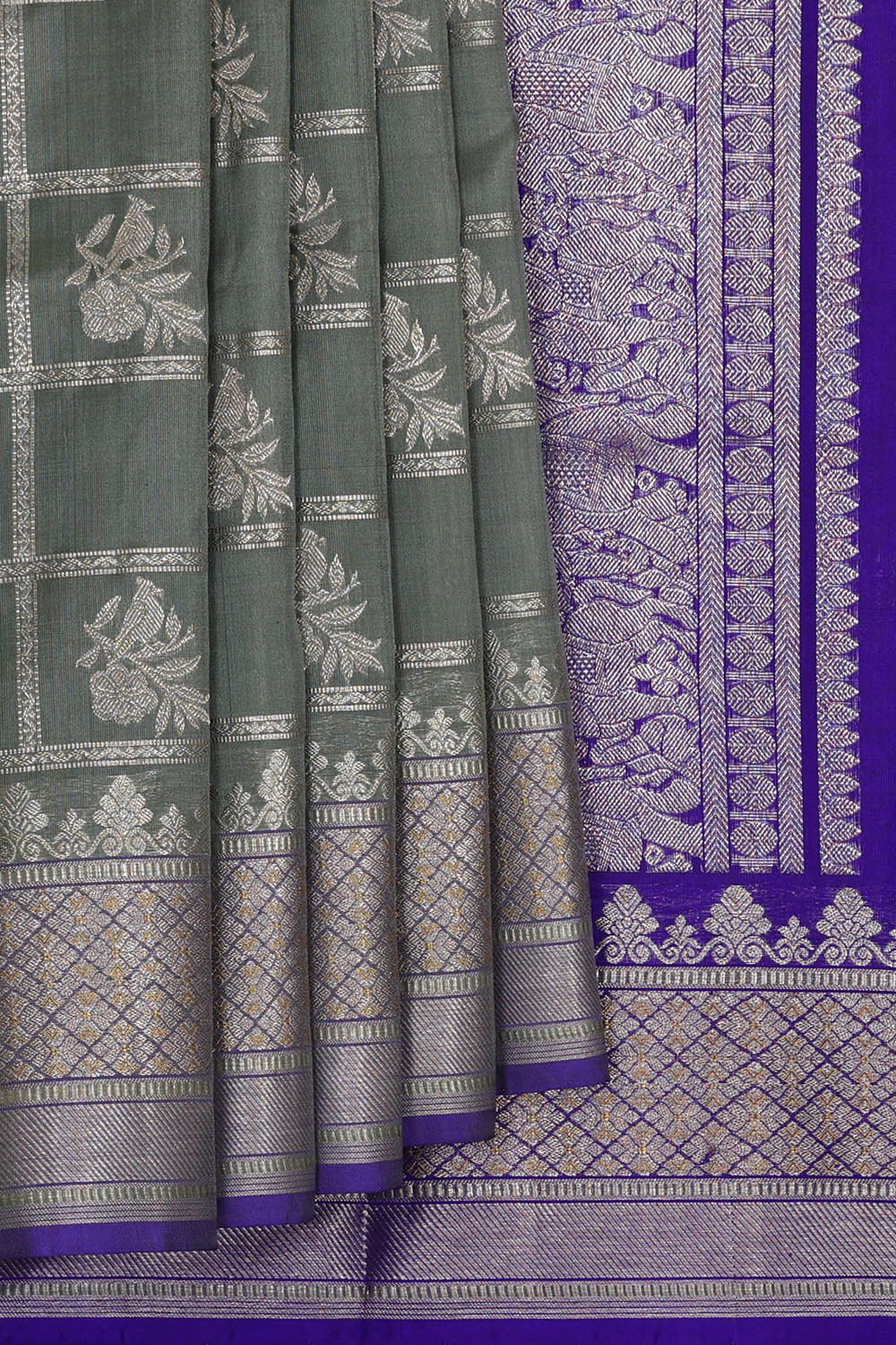 Image of Venkatagiri Silk Grey Saree