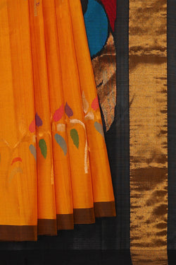 Image of Venkatagiri Silk Mustard Yellow Saree