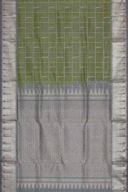 Image of Venkatagiri Silk Olive Green Saree