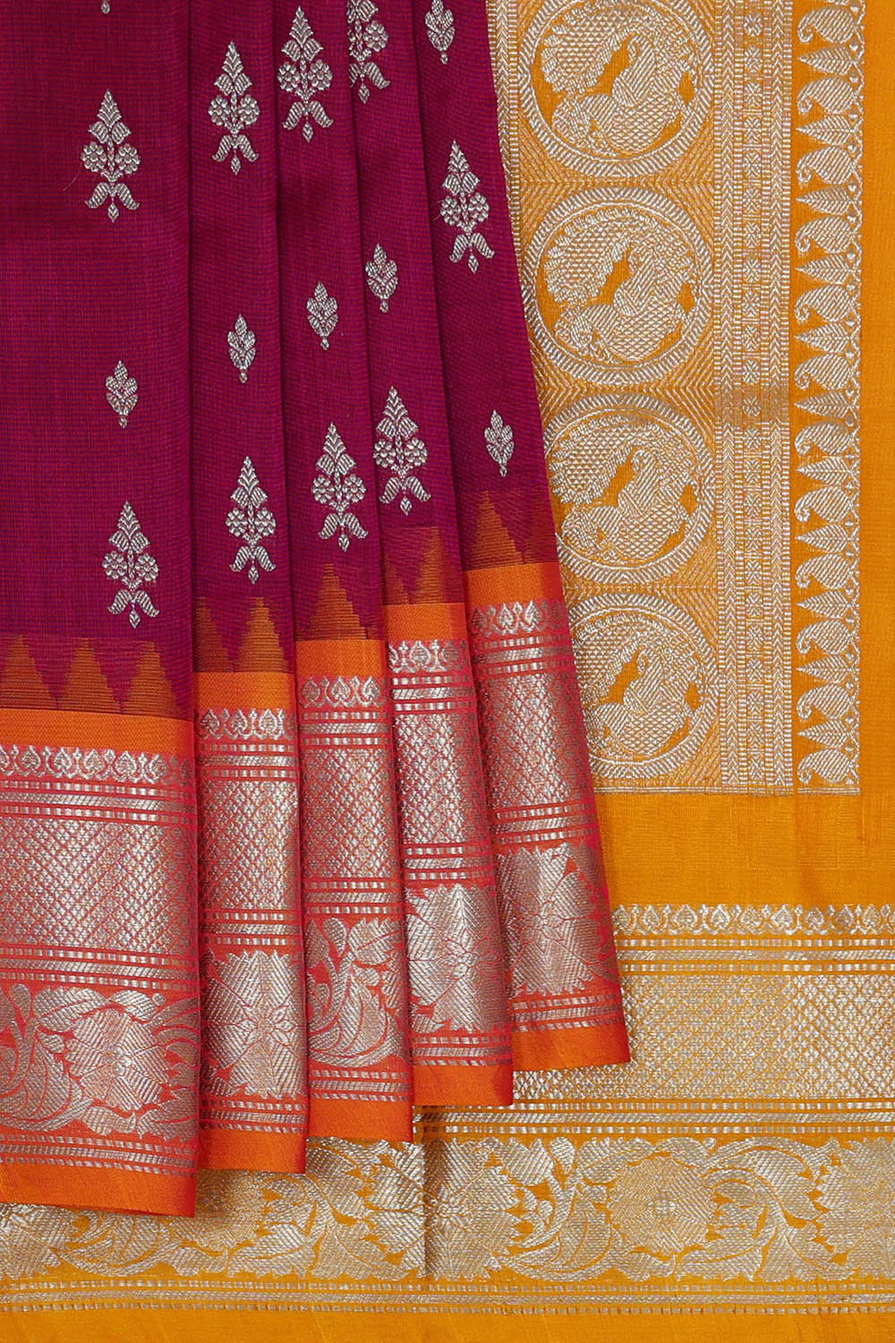 Image of Venkatagiri Silk Magenta Red Saree