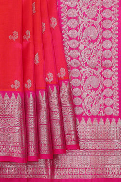 Image of Venkatagiri Silk Pinkish Red Saree