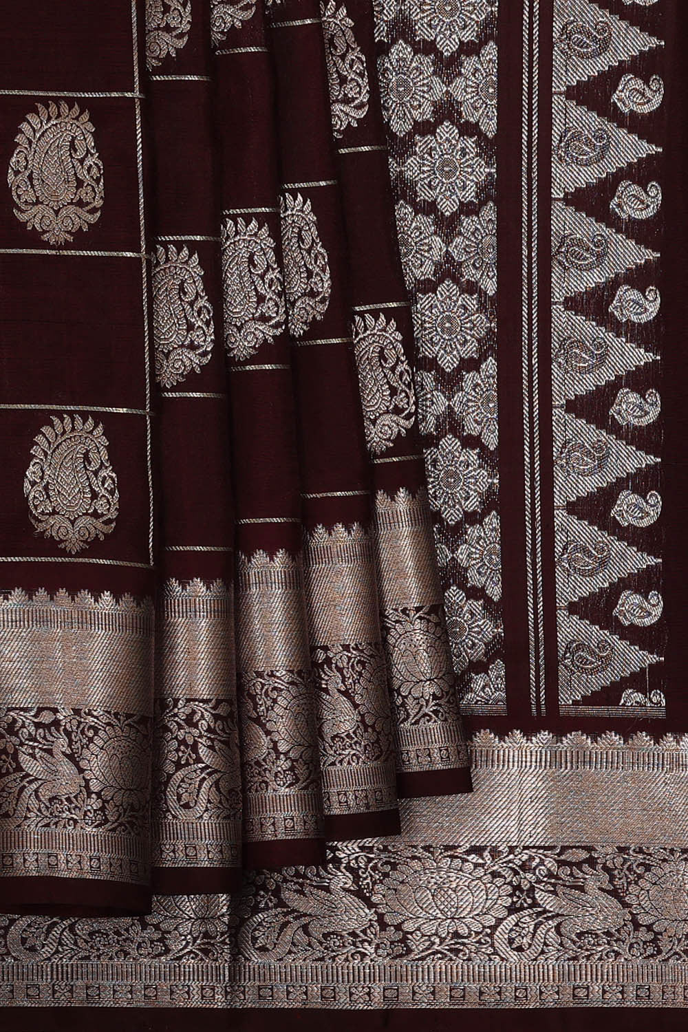Venkatagiri Silk Dark Brown Saree