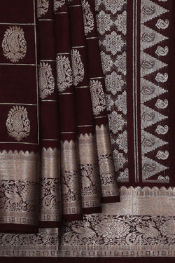 Image of Venkatagiri Silk Dark Brown Saree