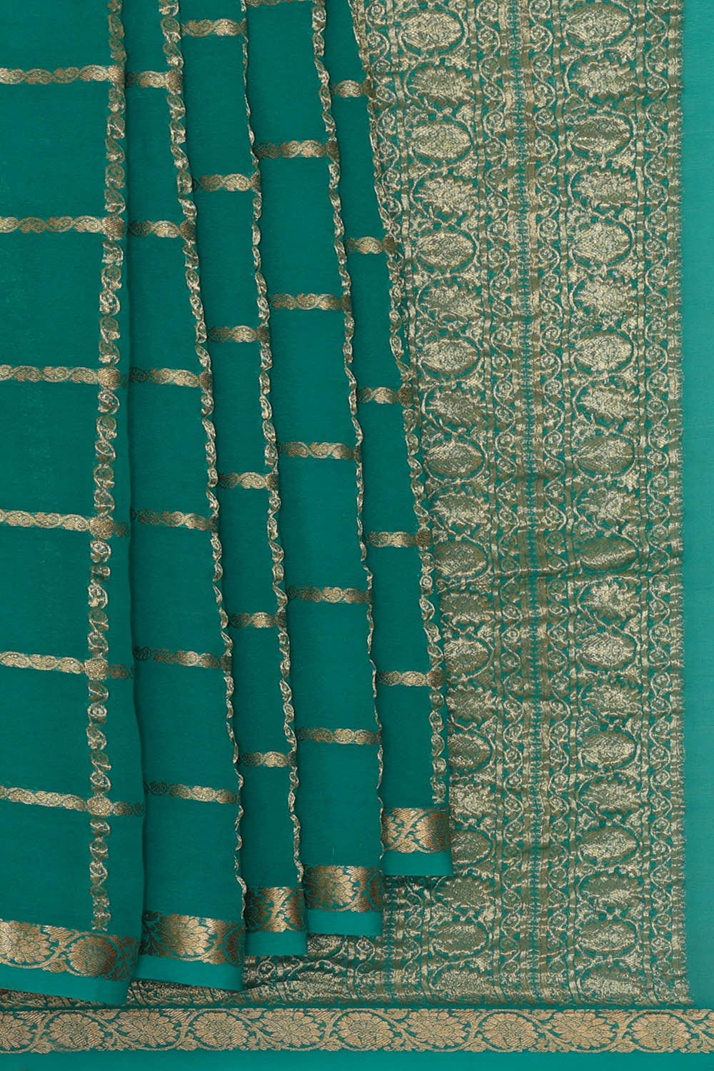 Image of Binny Georgette Deep Sea Green Saree