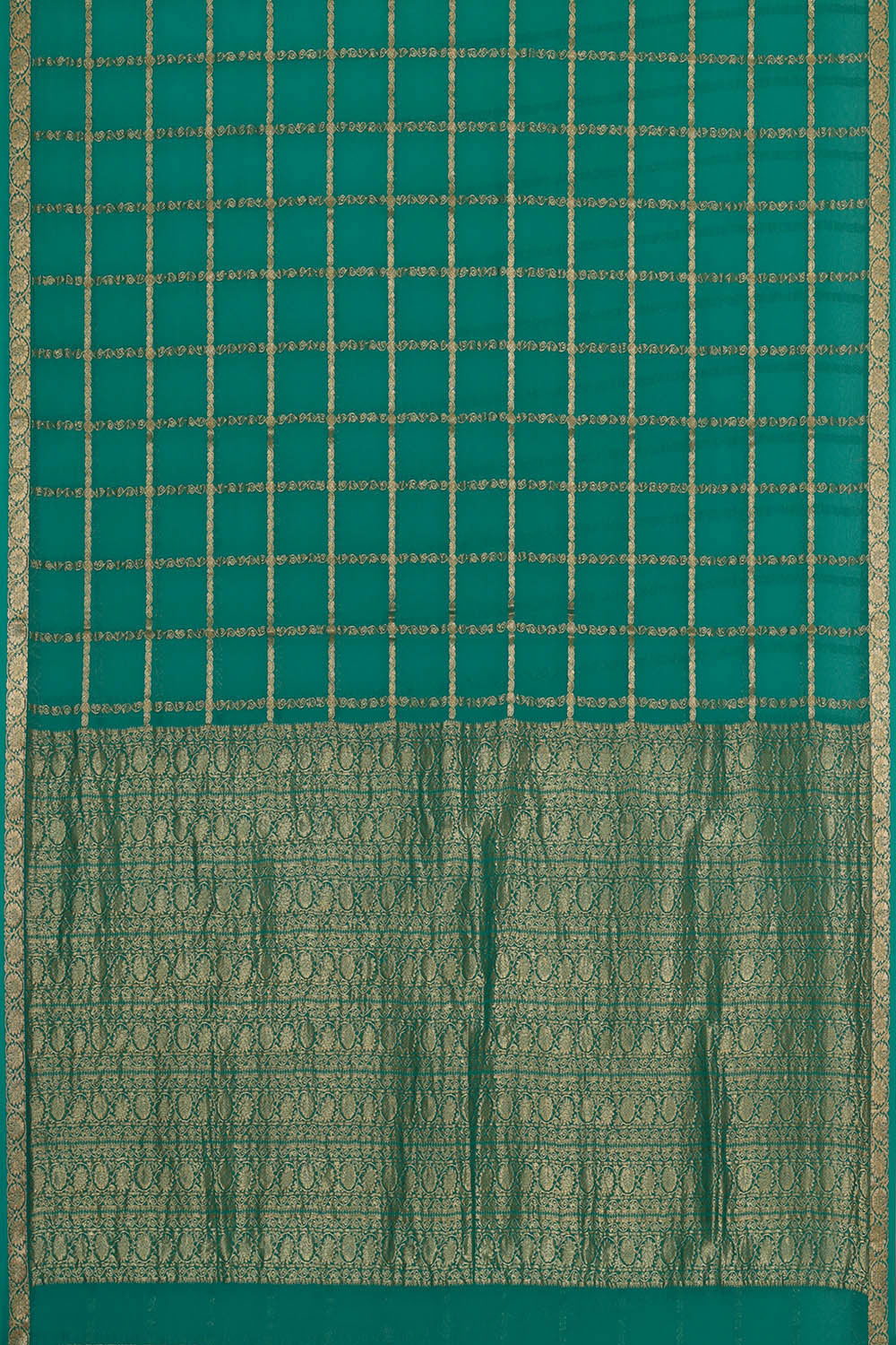 Image of Binny Georgette Deep Sea Green Saree