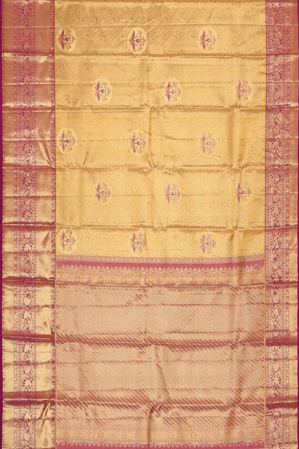 Image of Kanchipattu Yellow Tissue Brocade Saree