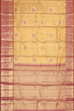 Image of Kanchipattu Yellow Tissue Brocade Saree