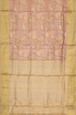 Image of Kanchipattu Golden Red Tissue Brocade Saree