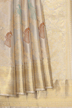 Image of Kanchipattu Golden Silver Tissue Brocade Saree