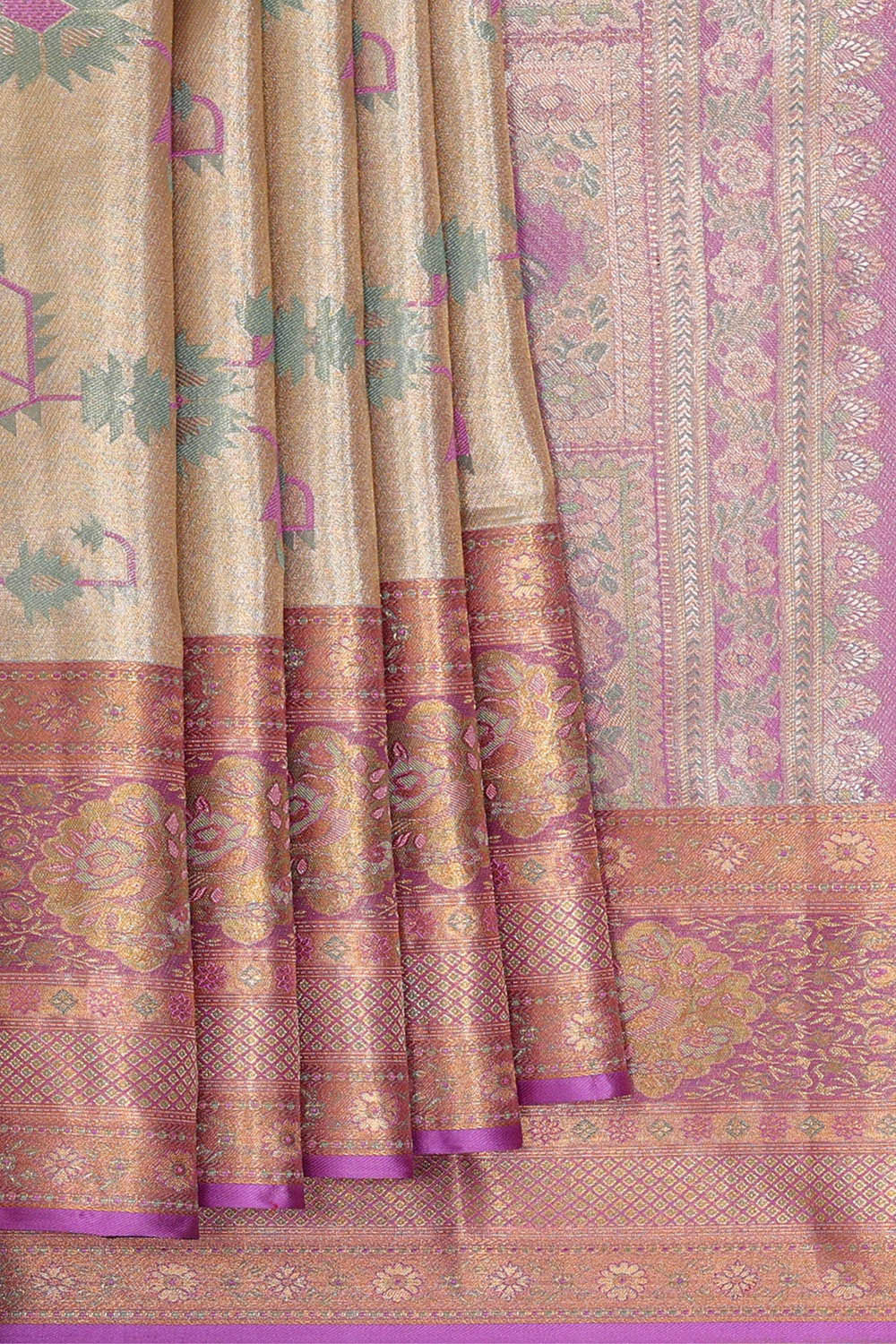 Image of Kanchipattu Gold Tissue Brocade Saree