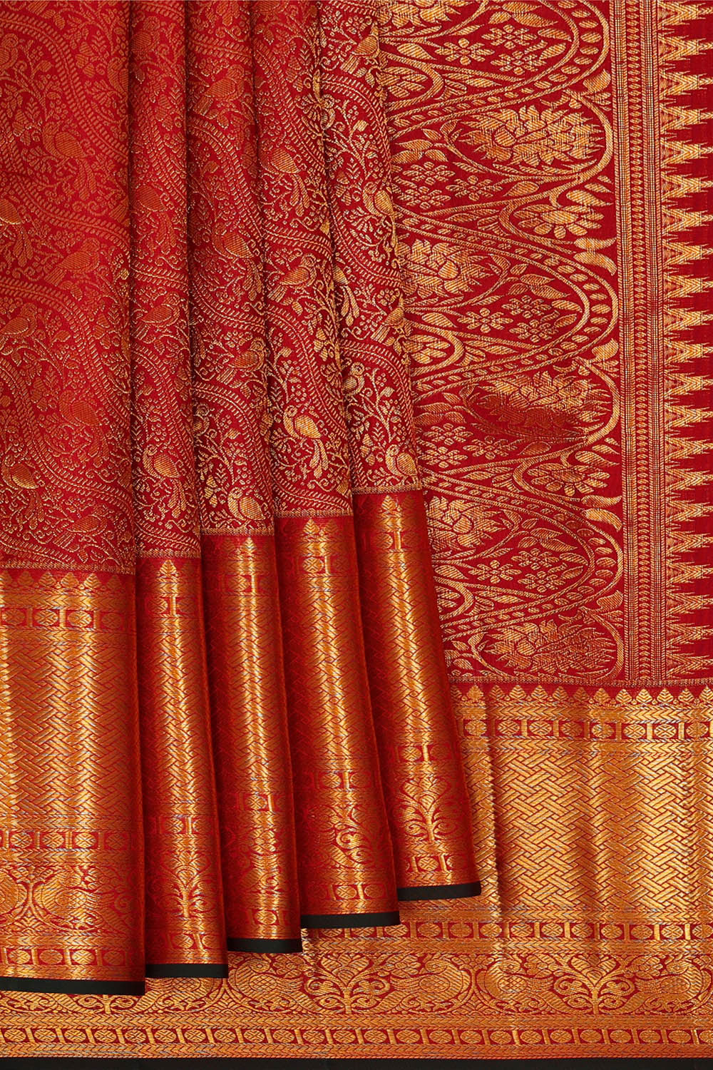 Image of Kanchipattu Red Brocade Saree